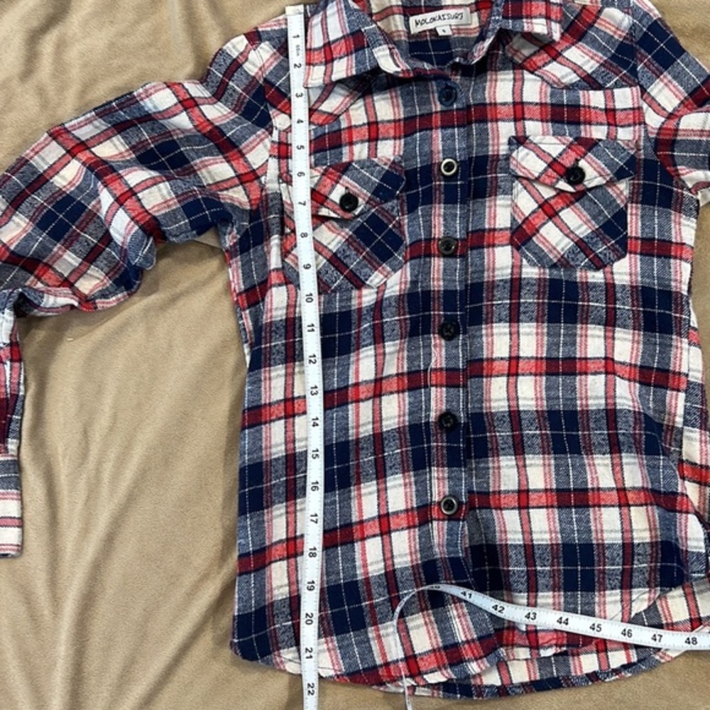 Molokai Surf red, white & blue flannel womans size small. 2 front chest pockets - Picture 6 of 6